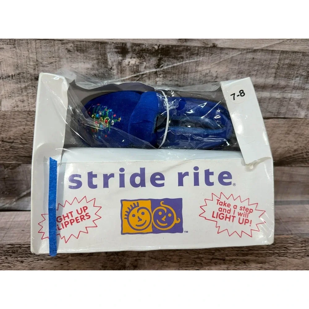 Vintage Twinkle Lites Light Up Slippers Blue‎ Christmas Size 7-8 Kids